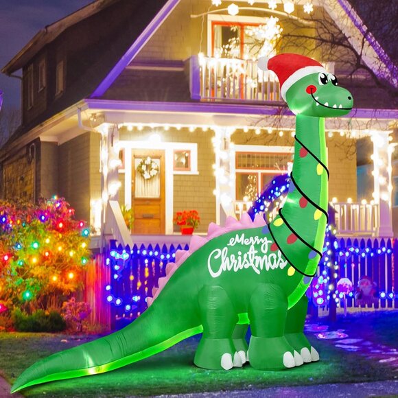 🆕10FT Christmas Inflatables Big Green Dinosaur LED Yard Outdoor Decorations - Picture 7 of 7